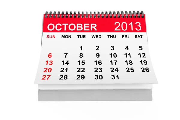 Calendário Outubro 2013 — Fotografia de Stock