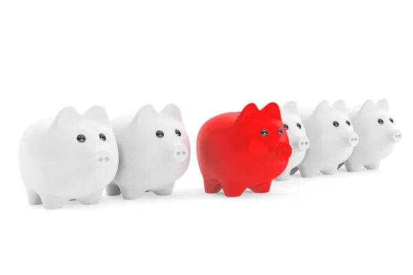 Juiste investering concept. Piggy bank in rij — Stockfoto