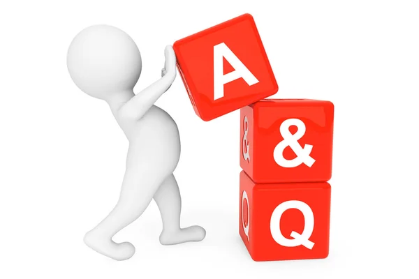 3d person with Answer and Question cubes — Stock Photo, Image