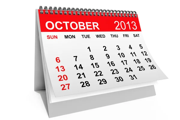 Календарь Октябрь 2013 — стоковое фото