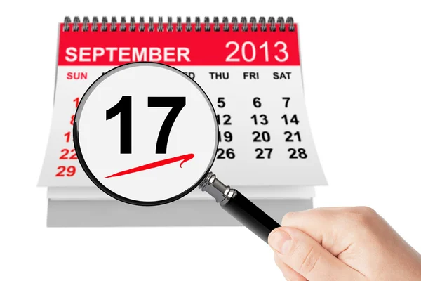 Constitution DayConcept. 17 september 2013 calendar with magnifi — Stock Photo, Image