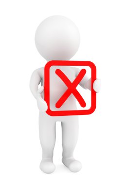 ellerinde kırmızı negatif sembol ile 3D kişi