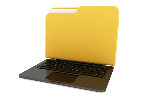 Computador portátil com pasta como tela — Fotografia de Stock
