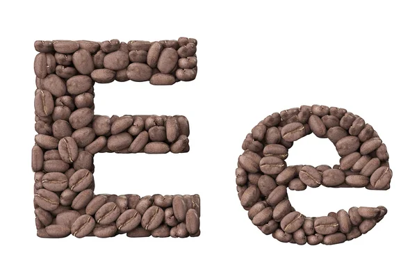 Alphabet from coffee beans. Letter E coffee design — Stock Photo, Image