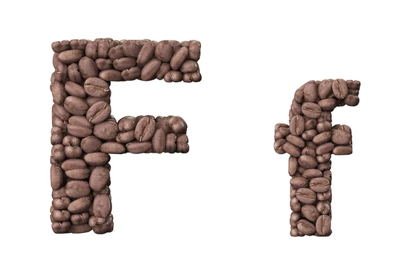 Alphabet from coffee beans. Letter F coffee design — Stock Photo, Image