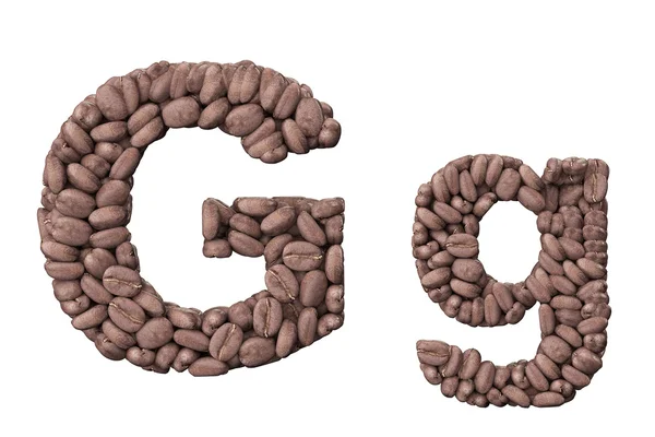 Abeceda z kávových zrn. písmeno g kávy design — Stock fotografie