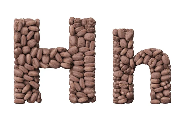 Alphabet from coffee beans. Letter H coffee design — Stock Photo, Image