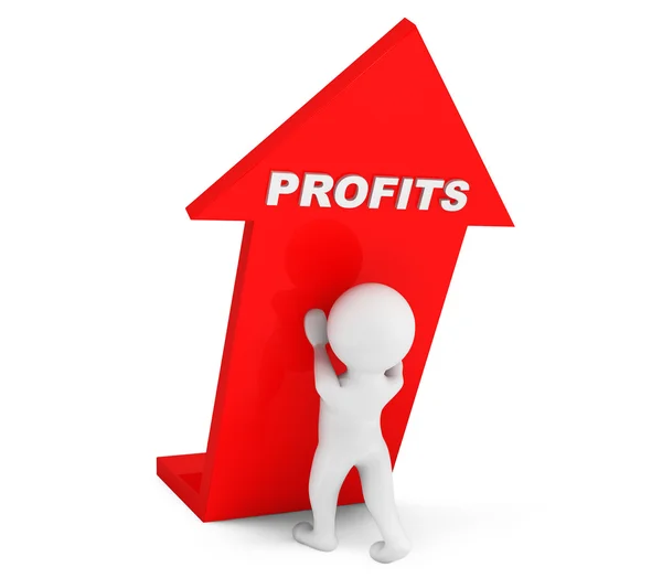 3d person with Profits Arrow — Stock Photo, Image