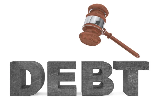 Judicial gavel and Debt sign — Stock Photo, Image