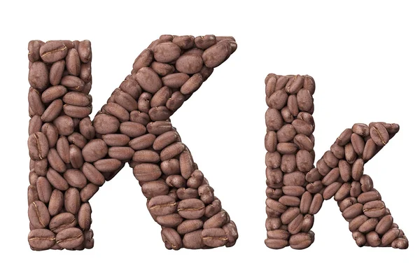 Alphabet from coffee beans. Letter K coffee design — Stock Photo, Image