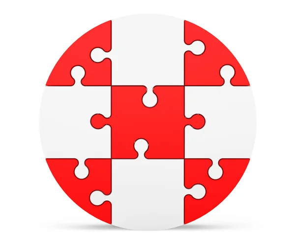 Rompecabezas rojo y blanco como círculo — Foto de Stock