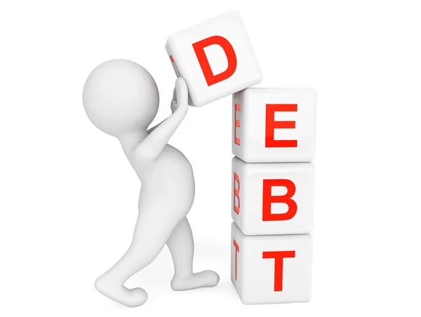 3. Person platziert Schuldenwürfel — Stockfoto