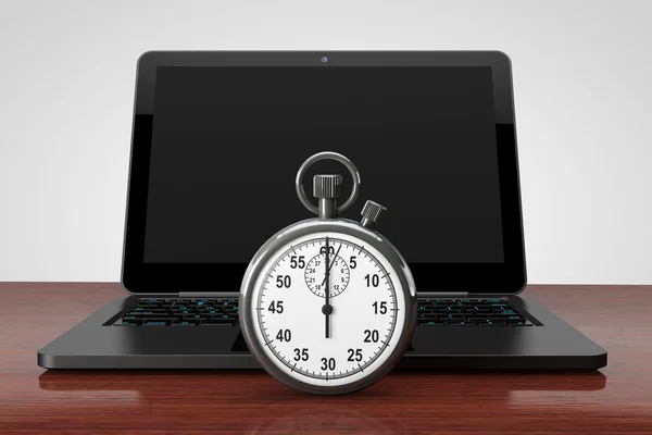 Laptop computer with stopwatch — Stock Photo, Image