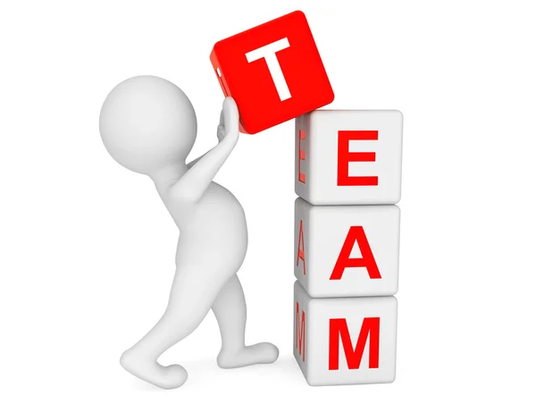 3d person placing Team Cubes — Stock Photo, Image