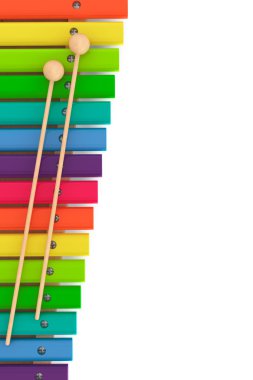 Colorful wooden xylophone with mallets clipart