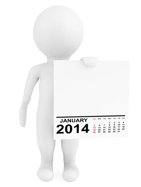 Calendario de tenencia de caracteres Enero 2014 — Foto de Stock