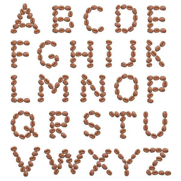 Alphabet from coffee beans design — Stock Photo, Image