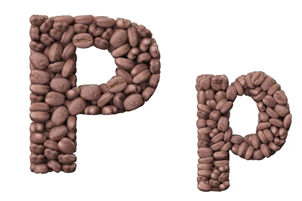 Алфавит из кофейных зерен. Кофейный дизайн буквы P — стоковое фото
