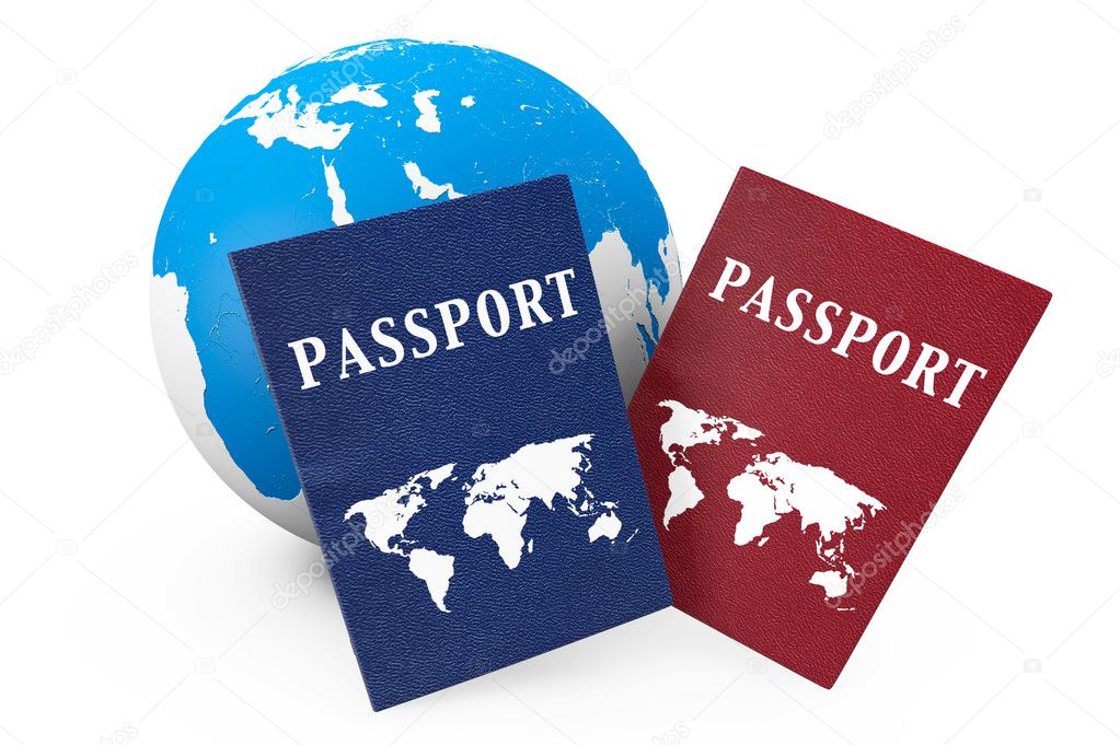 World travel Concept. Earth and passports