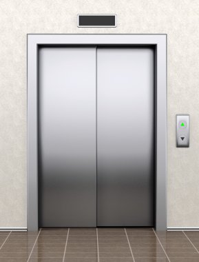 Kapalı kapılı modern asansör