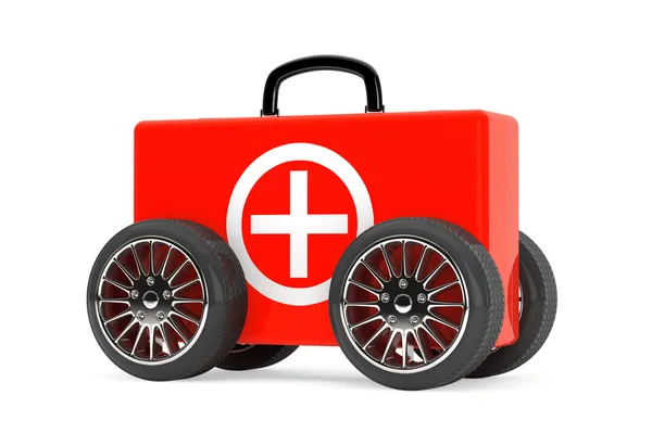 Red Medical Case on Wheels — Fotografie, imagine de stoc