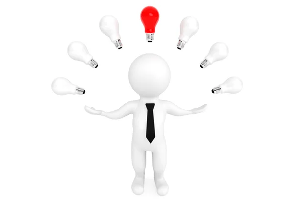 Idea bulbs around 3d person — Stock Photo, Image