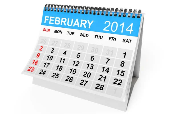 Kalender Februar 2014 — Stockfoto