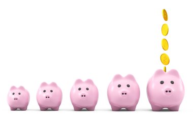 pembe bir kumbara düşen altın dolar para