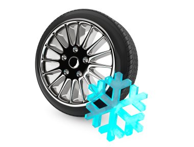 Winter Car Wheel Tire with snowflake clipart
