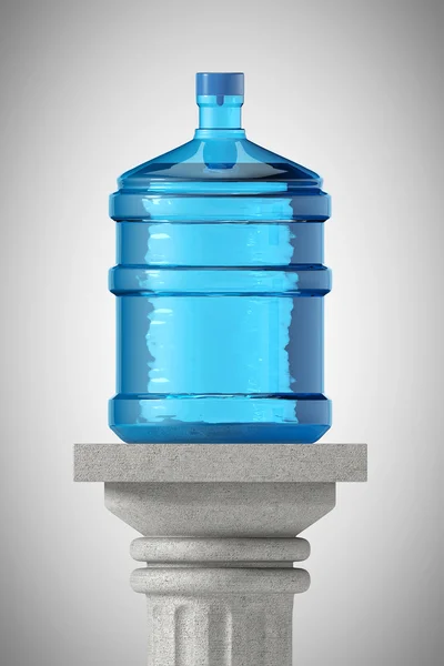 Big bottle of water over Stone Classic Greek Column — Stock Photo, Image