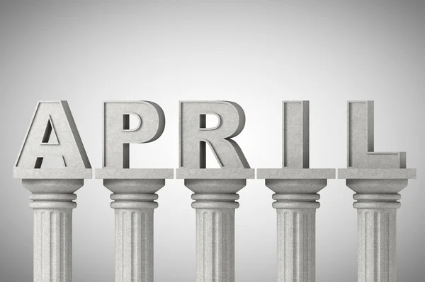 Mês de abril assina em colunas clássicas — Fotografia de Stock