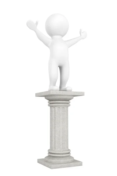 3d person over classic column — Stock Photo, Image