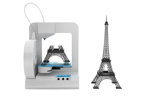 Impressora 3d construir Torre Eiffel Modelo — Fotografia de Stock