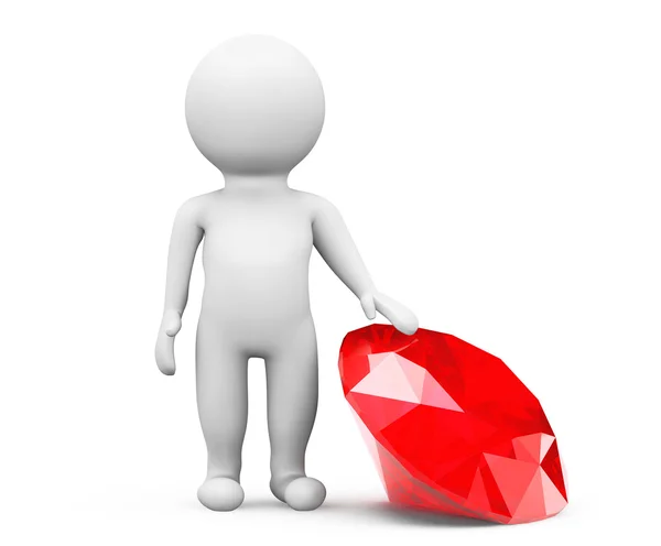 3d person with red diamond — Stock Photo, Image