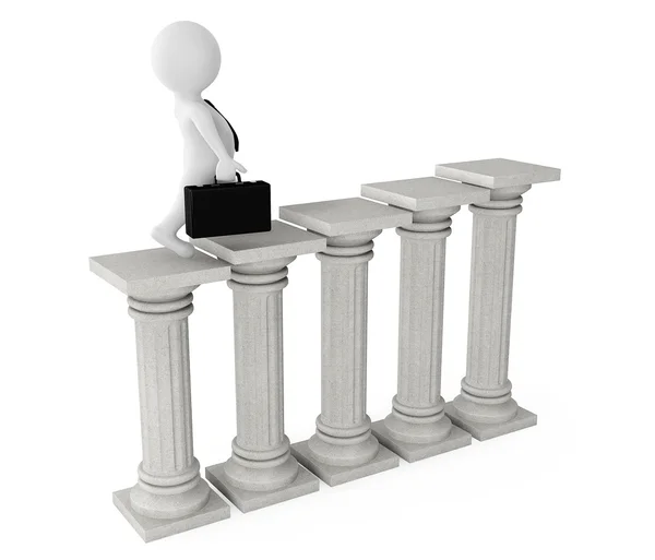 Uomo d'affari 3d con colonne classiche — Foto Stock
