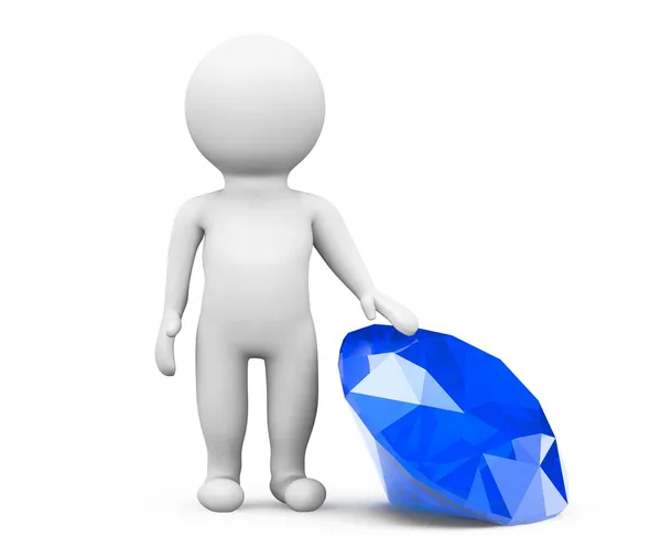 3d person with blue diamond — Stock Photo, Image