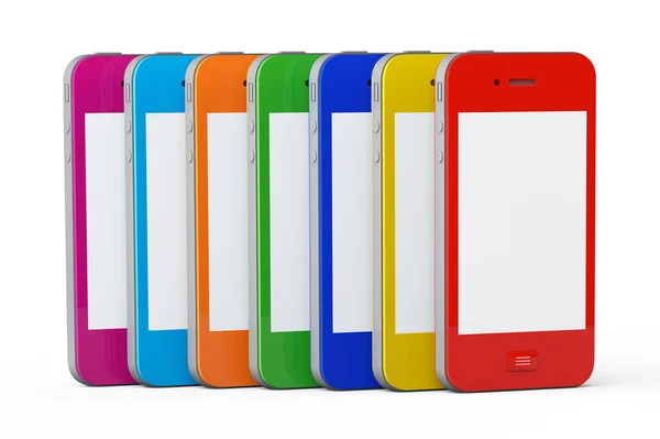 Multicolor plastic gevallen mobiele telefoons — Stockfoto