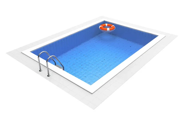 Empty Swimming Pool with Lifebuoy — Stock Photo, Image