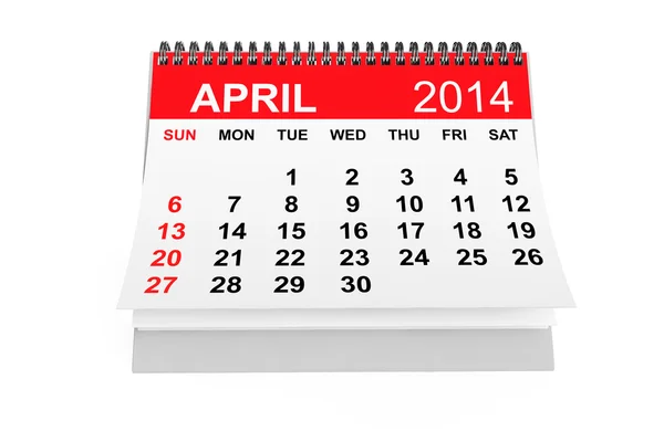 Kalendář duben 2014 — Stock fotografie