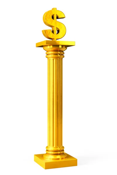 Coluna grega clássica dourada com sinal de dólar — Fotografia de Stock