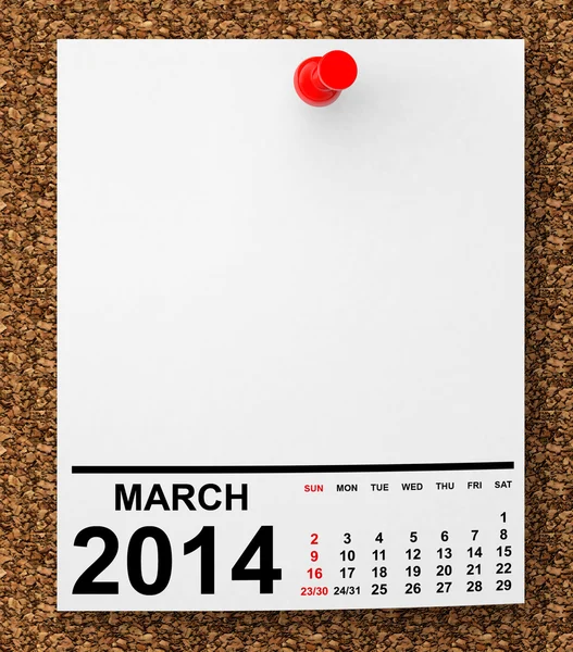 Calendario marzo 2014 — Foto Stock