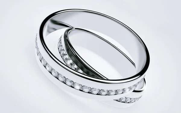 Wedding rings Platinum with diamonds — Stock Photo, Image