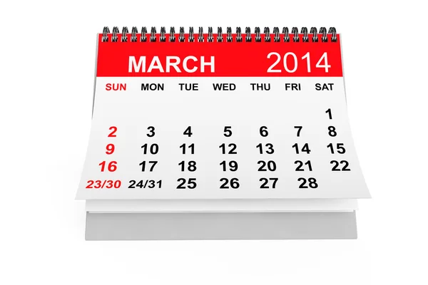 Calendar March 2014 — Stock Photo, Image