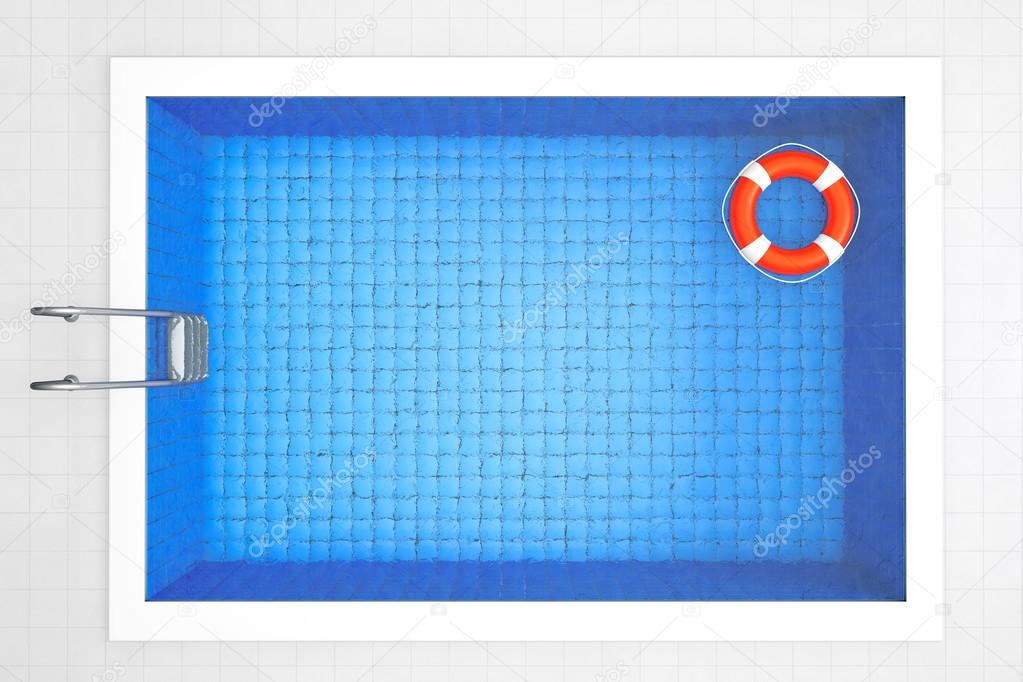 Empty Swimming Pool with Lifebuoy