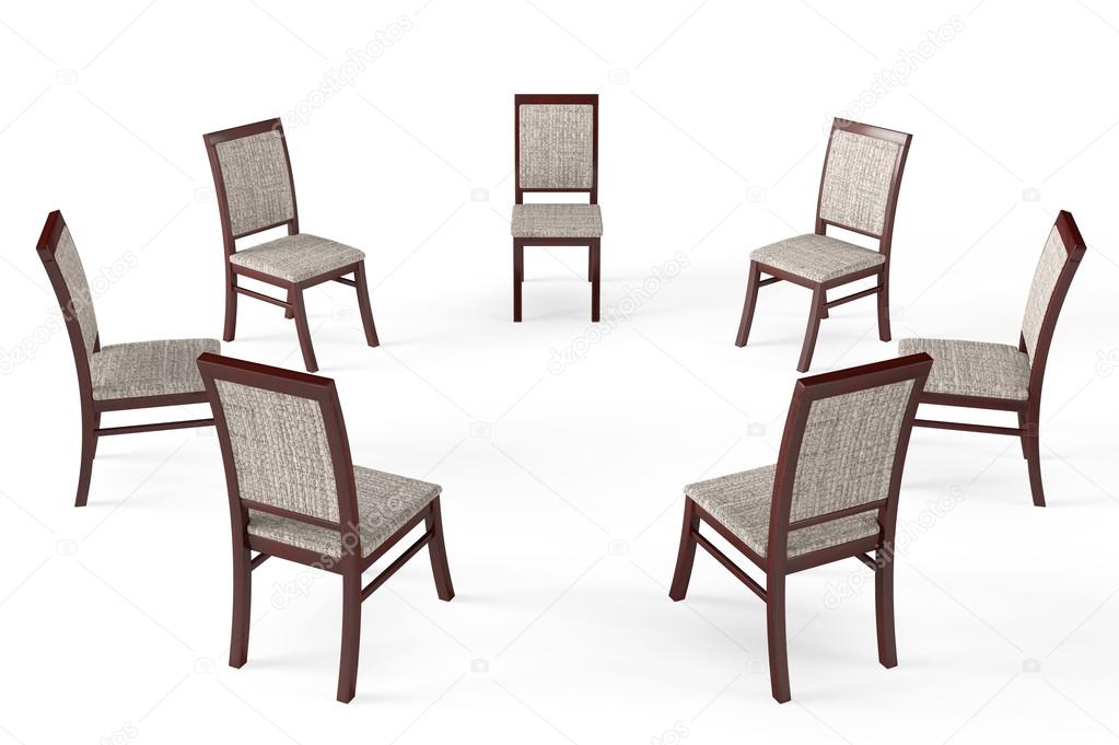 Circle of modern wood chairs