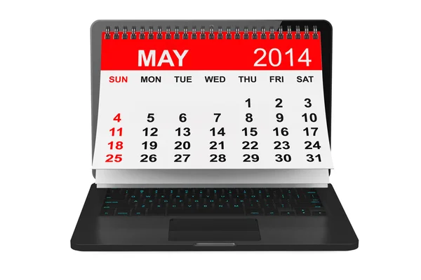 May calendar over laptop screen — Stock Photo, Image