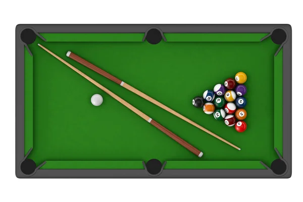 Table de billard avec boules ensemble et des indices — Photo