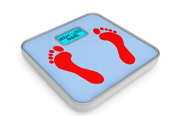 重量損失先に署名とデジタル浴室体重計 — ストック写真