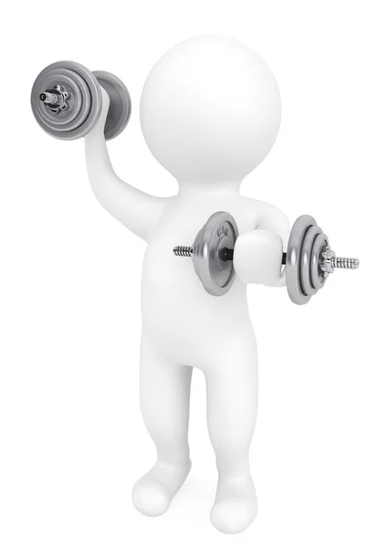 Fitness-Konzept. 3d person mit hanteln — Stockfoto