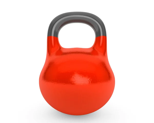 Kettlebell de ferro vermelho para levantamento de peso e fitness — Fotografia de Stock